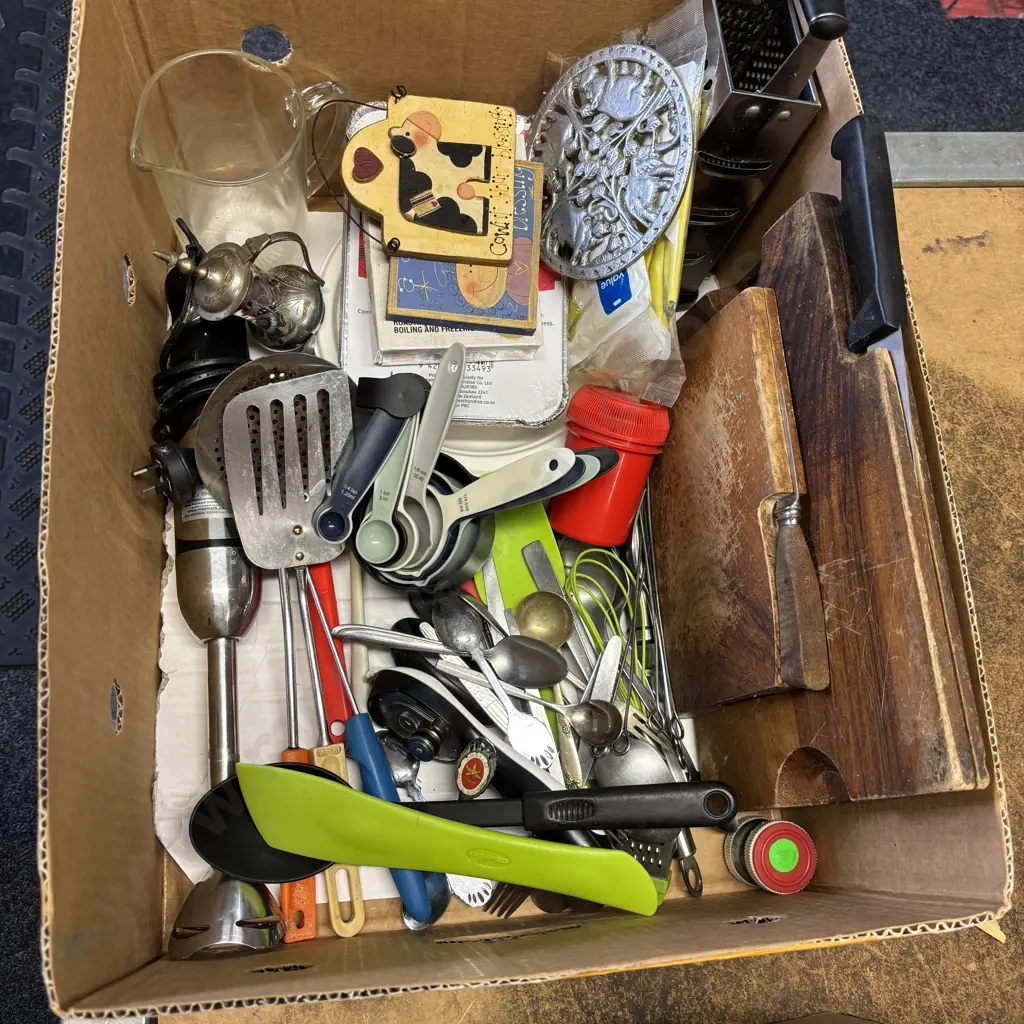 Box of Assorted Kitcheware with cutlery etc Image 1++