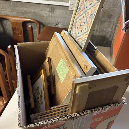 Box of Assorted Tapestrys, artworks and frames