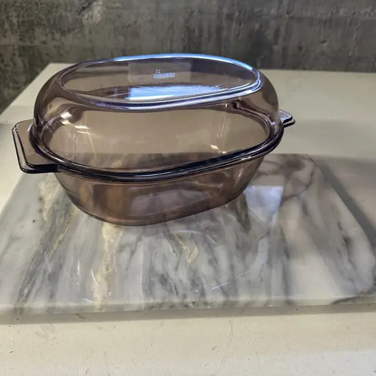 Rectangular Marble Board & Oval Pyrex Casserole Dish