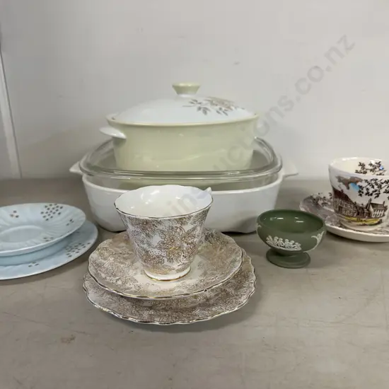 Selection Of China Items Including Dickens Coaching Stages Cup & Saucer, Noritake Casserole Dish Etc 