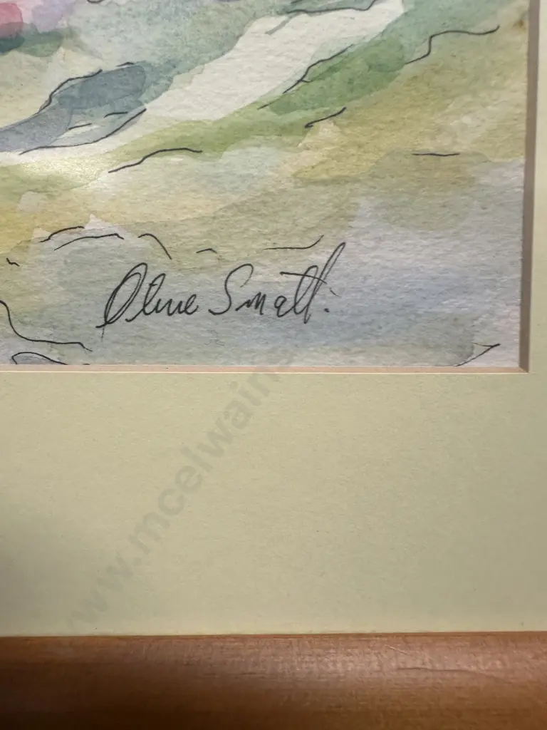 Original Framed Water Colour 'Bird House' Signed By Olive Small H47,W58cm. Image 1++