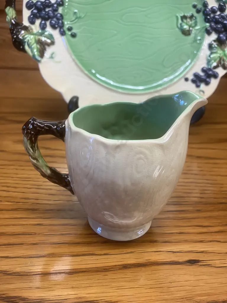Rare Vintage Carlton Ware (England) Australian Design Grape Vine Pattern 31cm Double Handled Plate & 10cm Jug Image 1++
