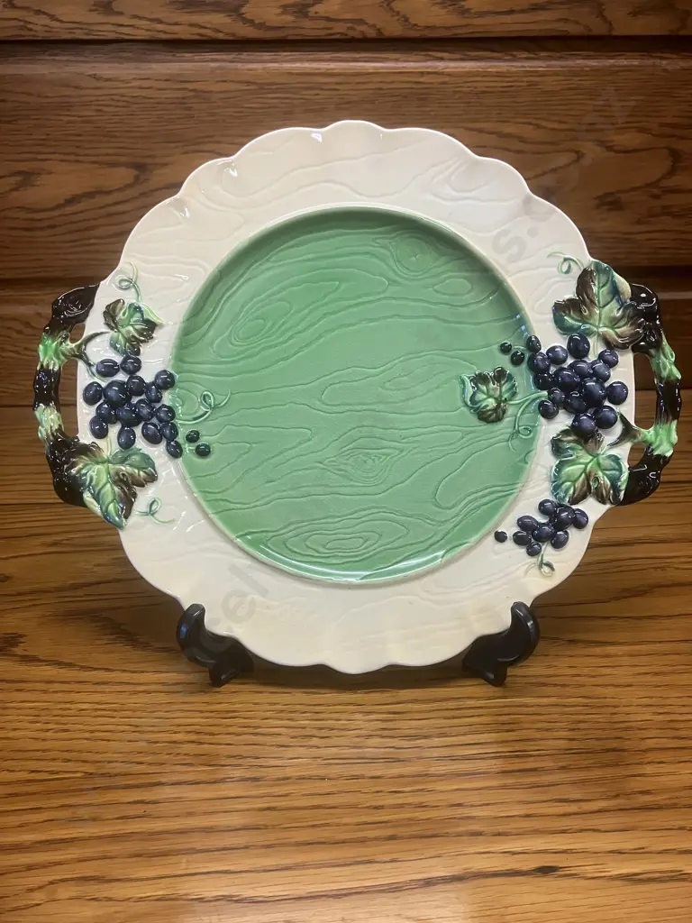Rare Vintage Carlton Ware (England) Australian Design Grape Vine Pattern 31cm Double Handled Plate & 10cm Jug Image 1++