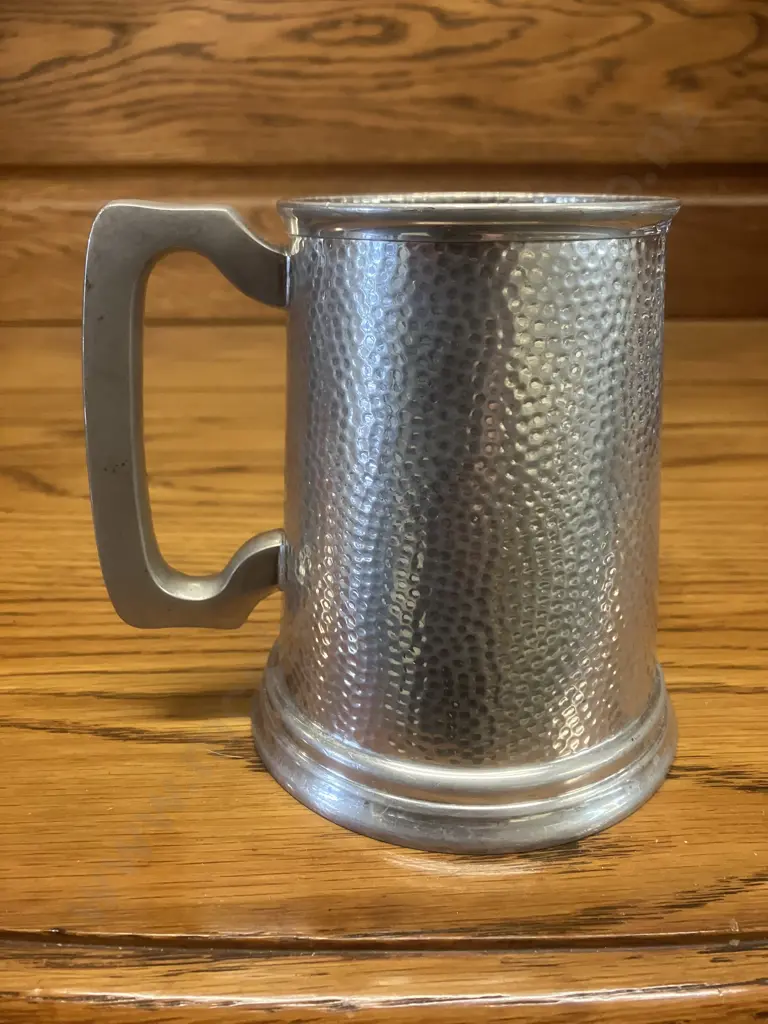 James Dixon & Sons Cornish Pewter 1 Pint Tankard With Polished Glass Bottom - Sheffield England (1835 - 1920) Image 1++