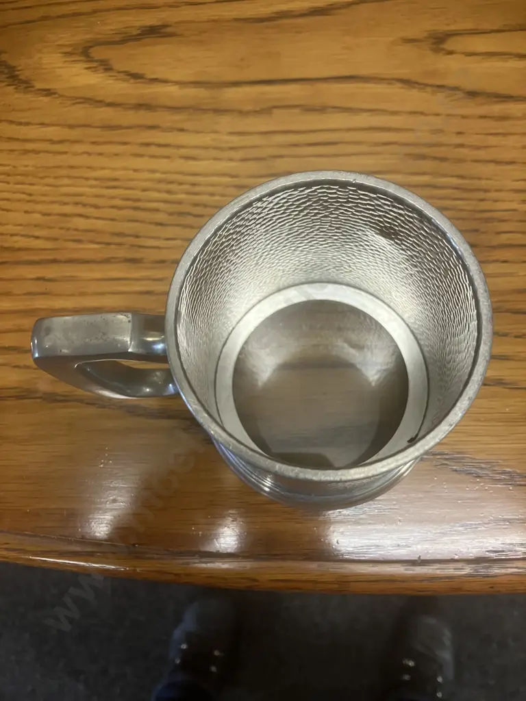 James Dixon & Sons Cornish Pewter 1 Pint Tankard With Polished Glass Bottom - Sheffield England (1835 - 1920) Image 1++