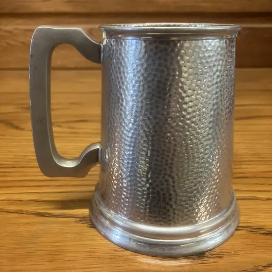 James Dixon & Sons Cornish Pewter 1 Pint Tankard With Polished Glass Bottom - Sheffield England (1835 - 1920)