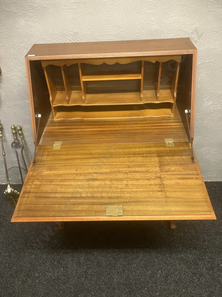 Ex Chandler House Burr Walnut Secretary Desk With Keys, Cabriole Legs. H111 W76.5 D42cm Image 1++