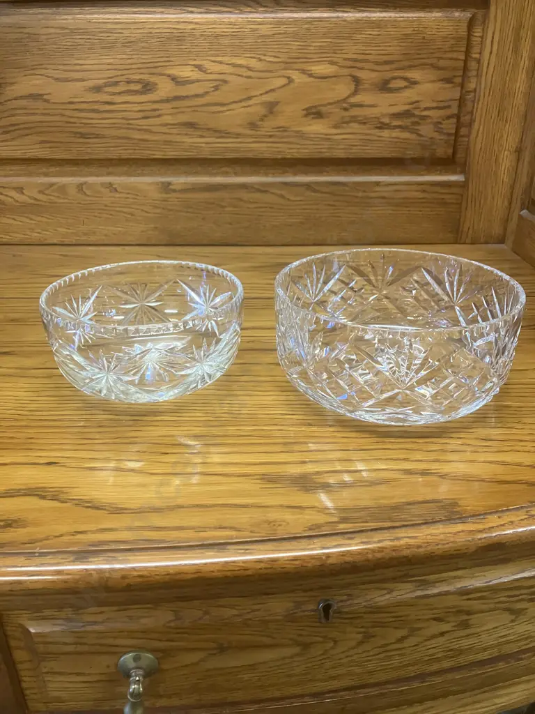 Vintage Large Webb Corbett 9 x 20cm & a Smaller Crystal Bowl 8 x 17cm Image 1++