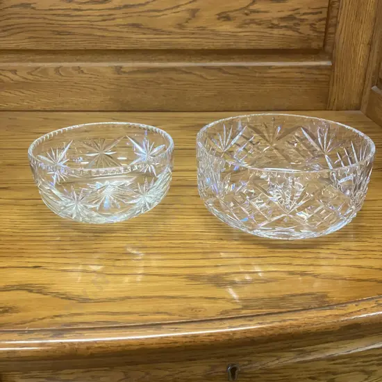 Vintage Large Webb Corbett 9 x 20cm & a Smaller Crystal Bowl 8 x 17cm