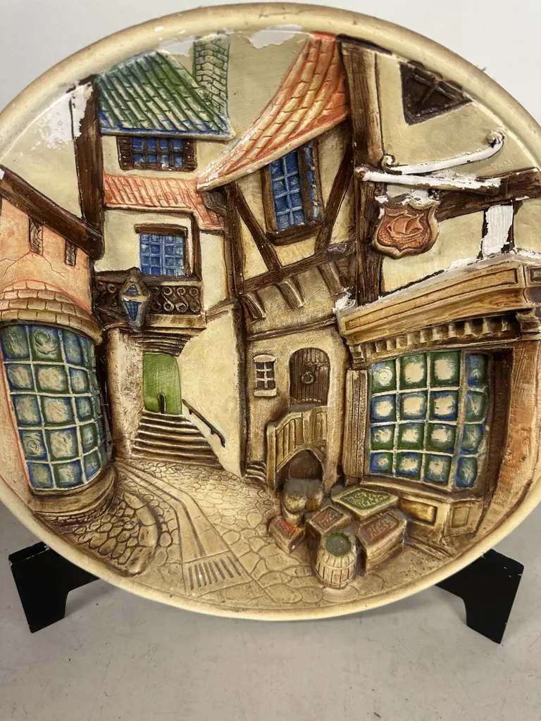 Vintage Large Chalkware 3 D Wall Plaque  Image 1++
