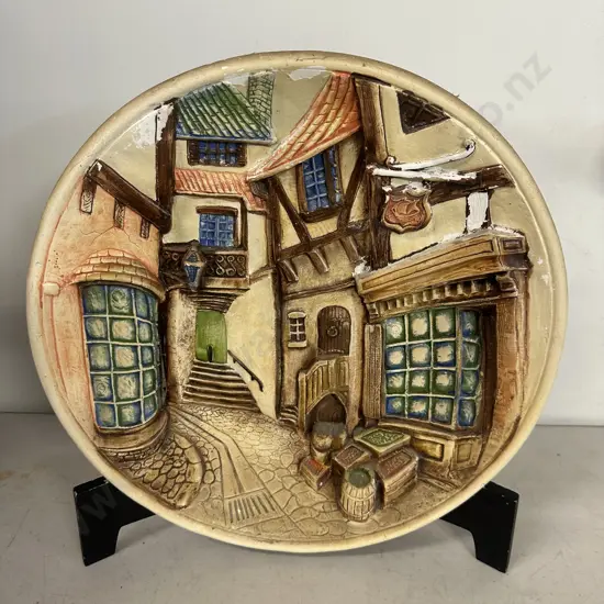 Vintage Large Chalkware 3 D Wall Plaque 