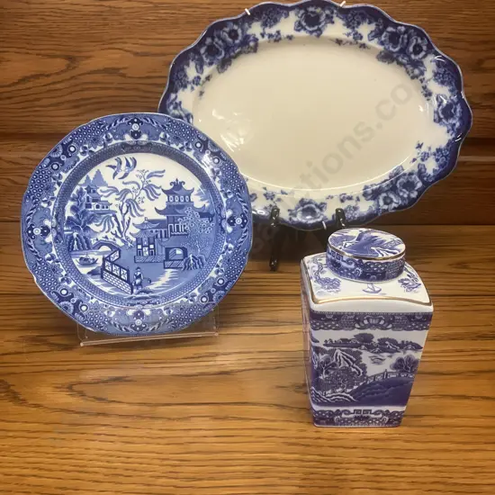 Vintage 'Maling' Ringtons Blue & White Willow Pattern Tea Caddy (Wade Reproduction) 1991