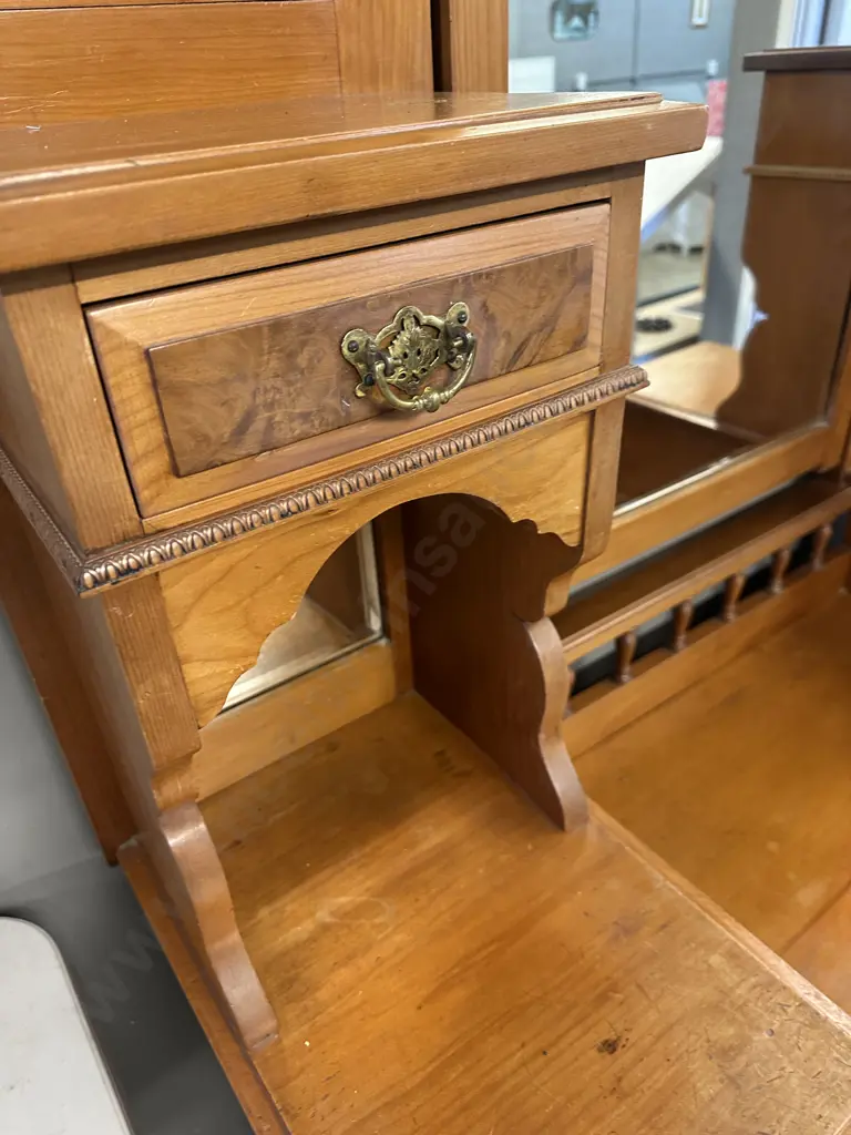 Antique Kauri & Burr Walnut Duchess Dresser Six Drawer, Carved Detail H180,W124,D45cm. Image 1++