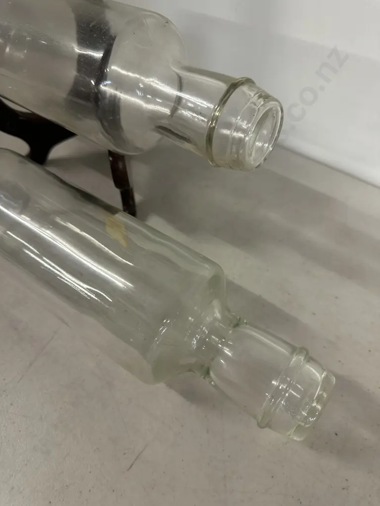 Pair of  Moulded Clear Glass Rolling Pins Vintage 1930s English Image 1++