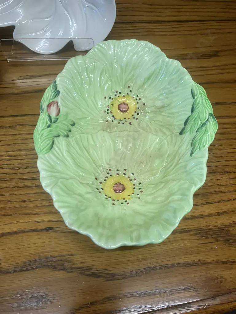 Vintage Carlton Ware (England) Australian Design Pair of Grey Leaf Twin Tone & Twin Poppy Serving Bowl Image 1++