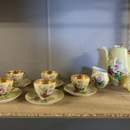 Handpainted Japanese Teaware Including Duos x5,Teapot, Jug & Sugar Bowl.