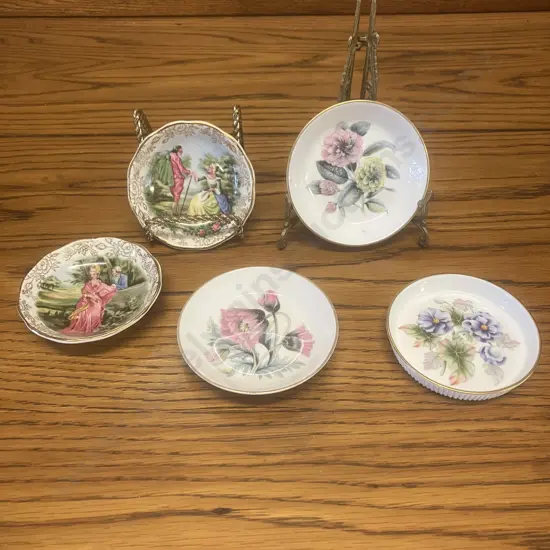 Royal Worcester Fine Bone China Pin Dishes x Three & A Pair of James Kent 'Romance' Pin Dishes