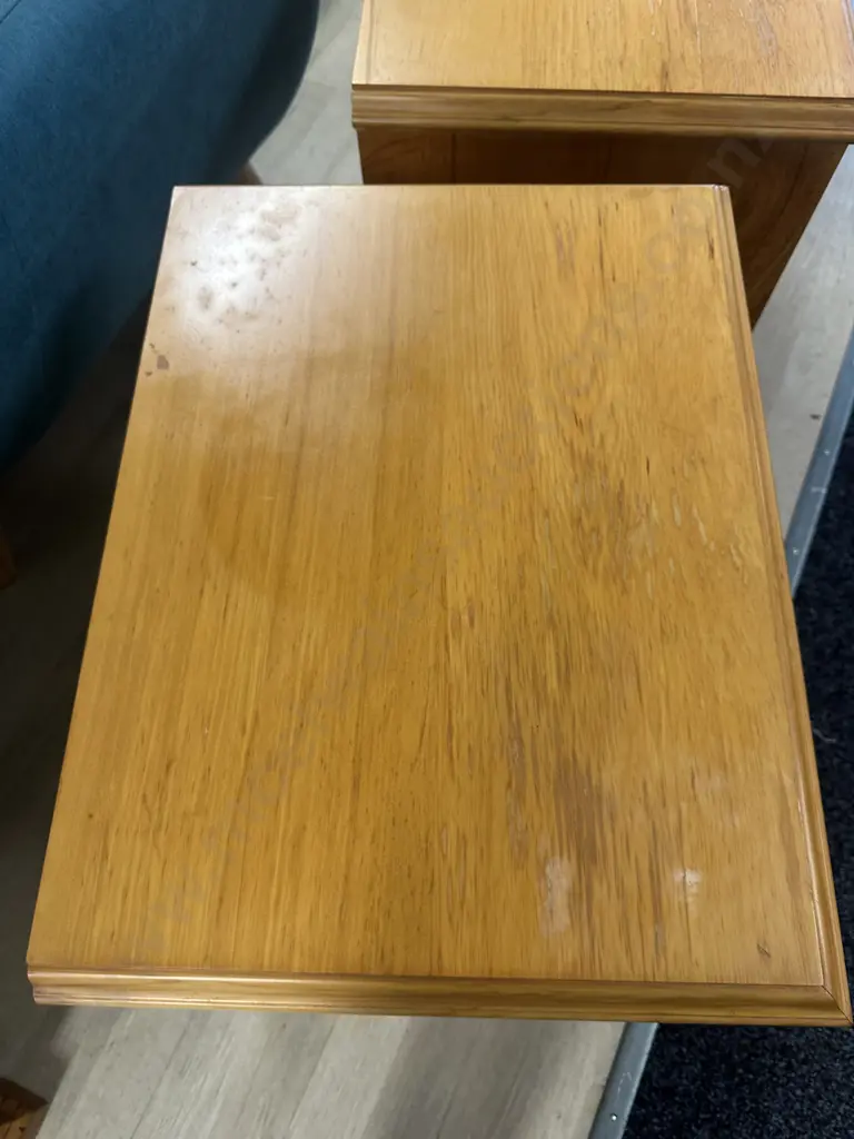 Pair Of Rimu Bedside Cabinets Two Drawer Ring Handles H56,W55,D41cm. Image 1++
