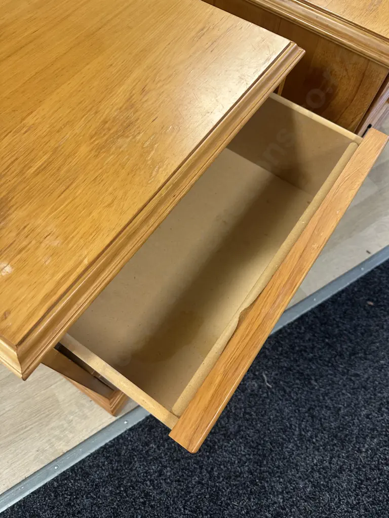 Pair Of Rimu Bedside Cabinets Two Drawer Ring Handles H56,W55,D41cm. Image 1++