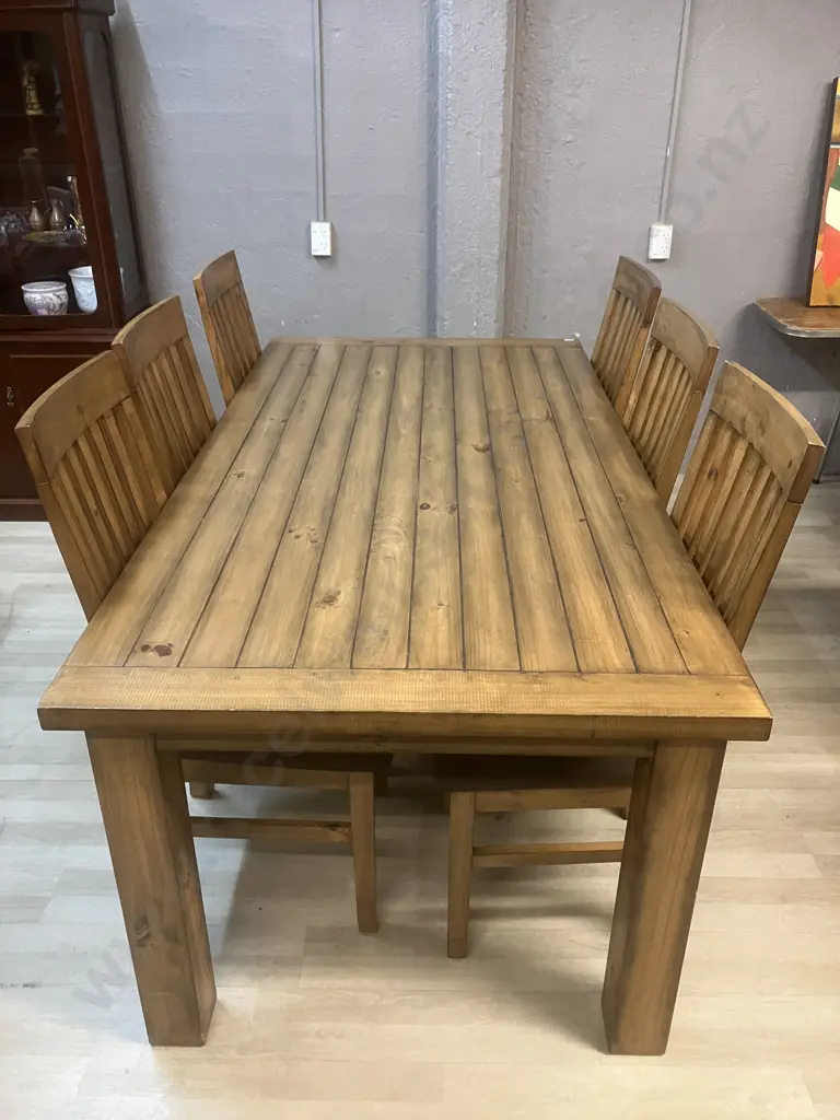 Industrial 7 Piece Dining Set With 2 Metre Table Ex Target Furniture Image 1++