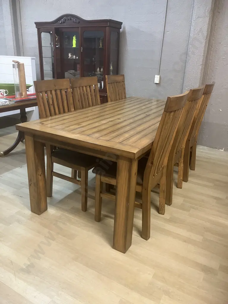 Industrial 7 Piece Dining Set With 2 Metre Table Ex Target Furniture Image 1++