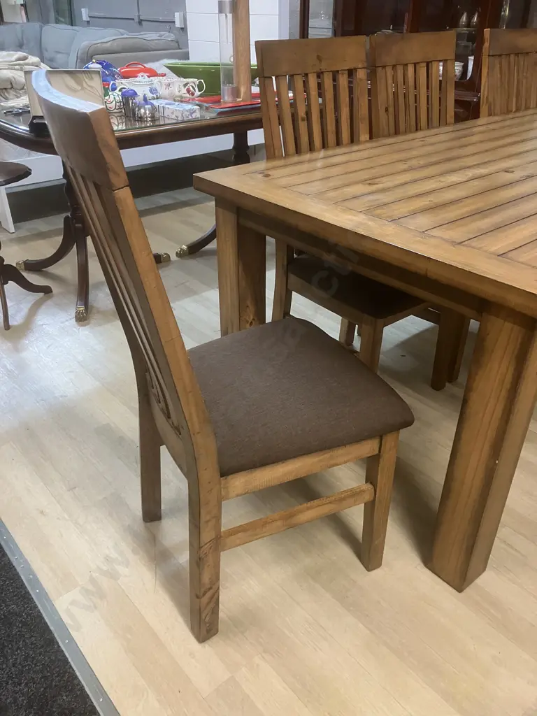 Industrial 7 Piece Dining Set With 2 Metre Table Ex Target Furniture Image 1++