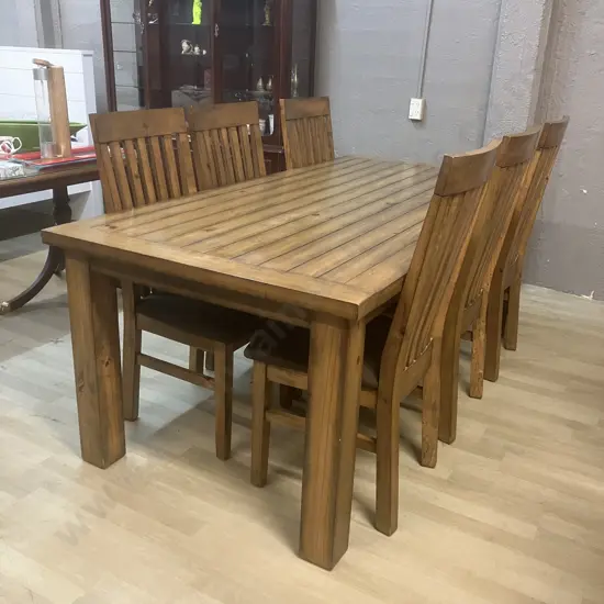 Industrial 7 Piece Dining Set With 2 Metre Table Ex Target Furniture