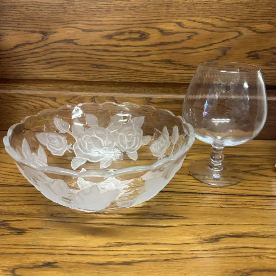 Mikasa Studio Nova Winter Rose Bowl & Swedish Footed Glass