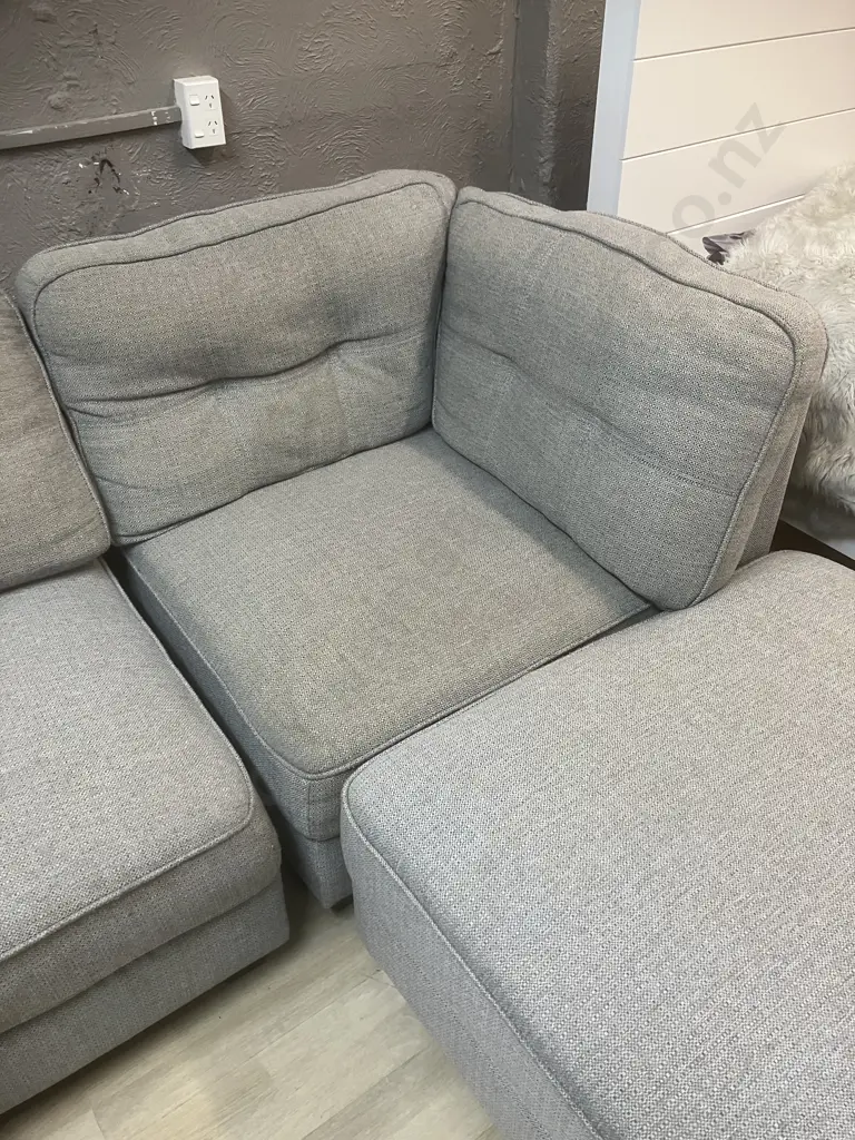 Ex Harvey Norman 5 Seater Corner Modular Sofa With Chaise / Ottoman, Grey. Image 1++
