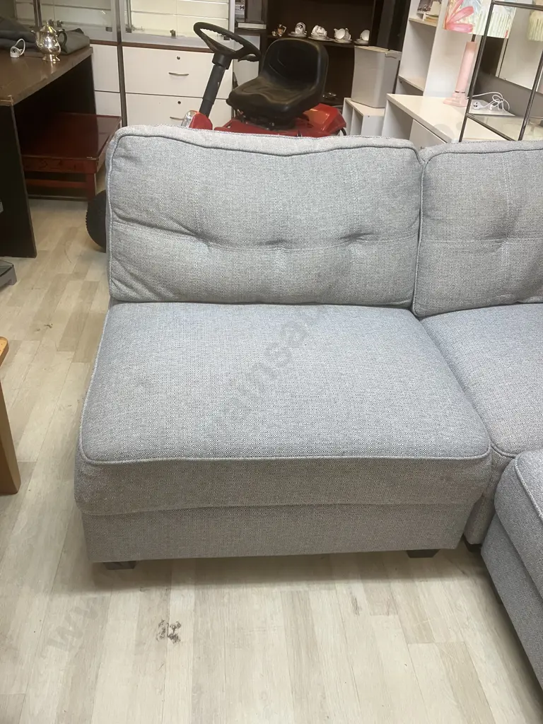 Ex Harvey Norman 5 Seater Corner Modular Sofa With Chaise / Ottoman, Grey. Image 1++