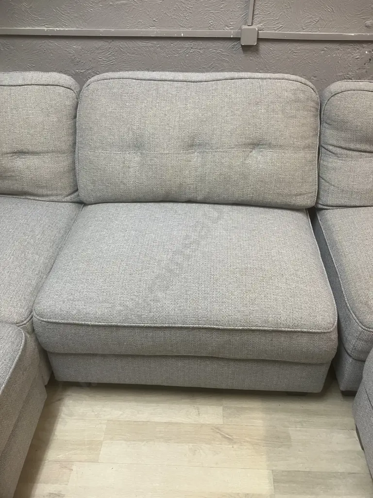Ex Harvey Norman 5 Seater Corner Modular Sofa With Chaise / Ottoman, Grey. Image 1++