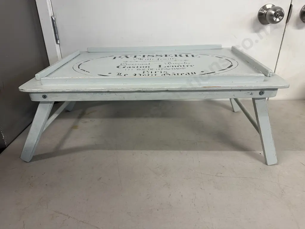 Wooden Folding Serving Tray 'Patisserie' Stencil H23,W63cm. Image 1++