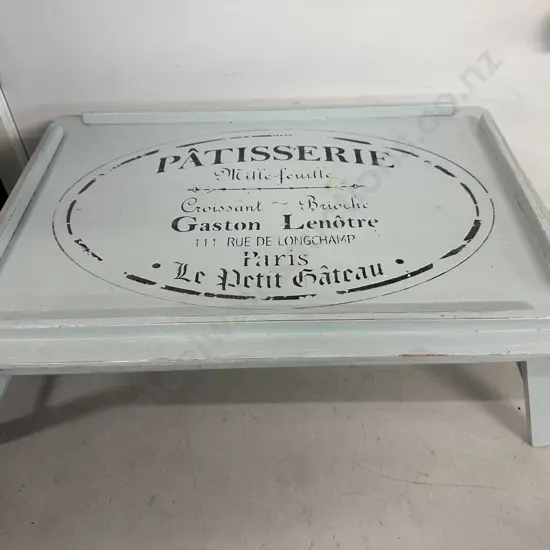 Wooden Folding Serving Tray 'Patisserie' Stencil H23,W63cm.