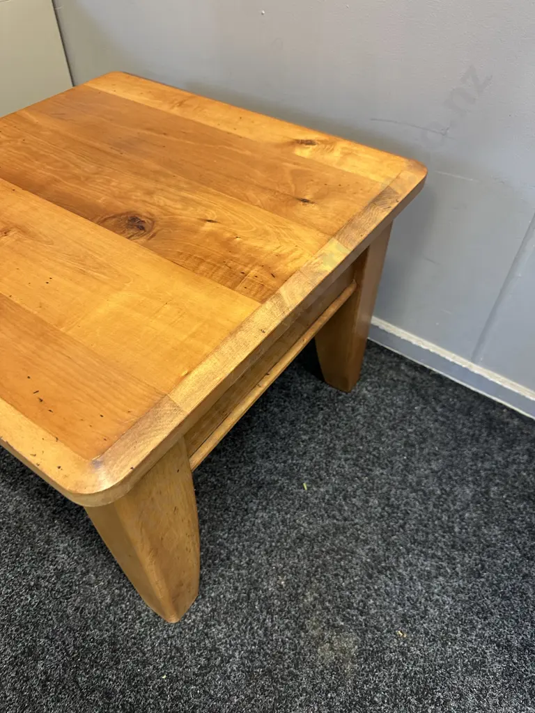 Ex Stephensons Furniture Square Rimu Side Table The Woodsmiths Maungaturoto Working With Nature H49,65x65cm. Image 1++