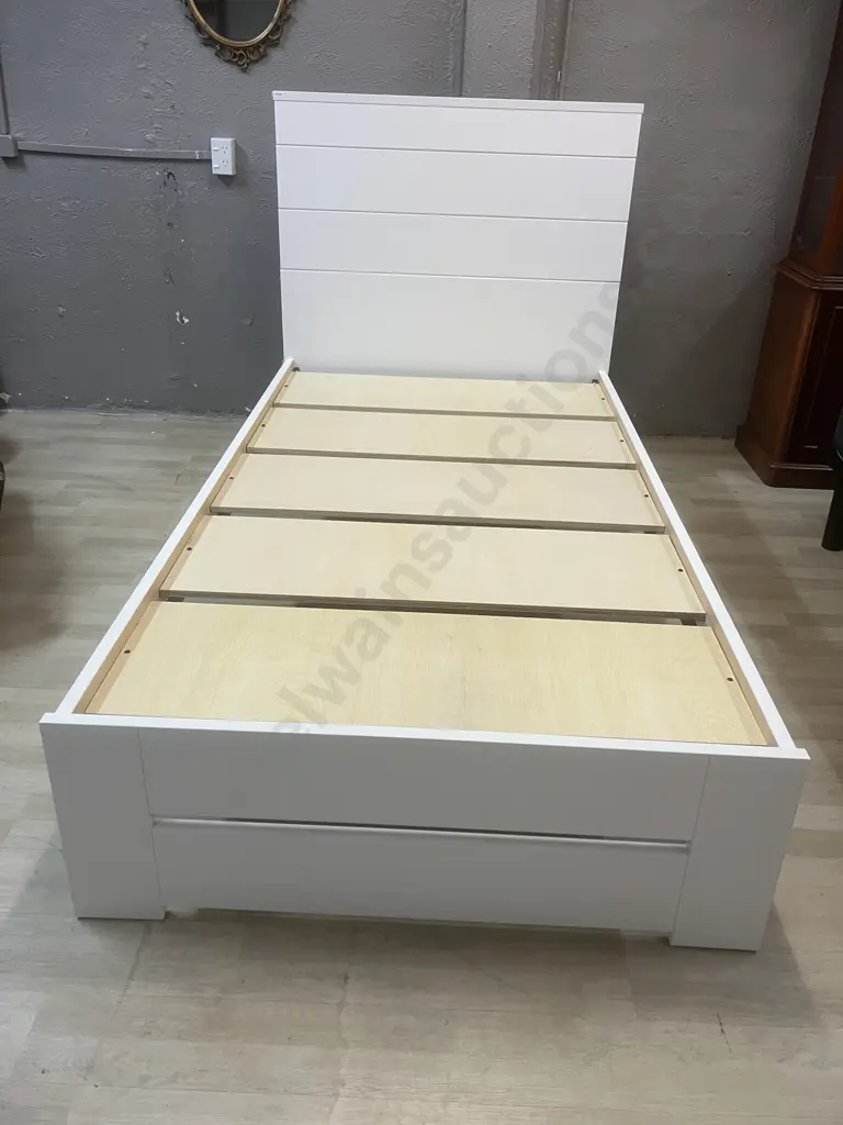 Compaq Furniture (New Zealand) White King Single Bed Frame With rest + restore Chiro Sleep Mattress Image 1++