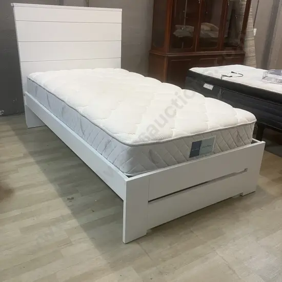 Compaq Furniture (New Zealand) White King Single Bed Frame With rest + restore Chiro Sleep Mattress