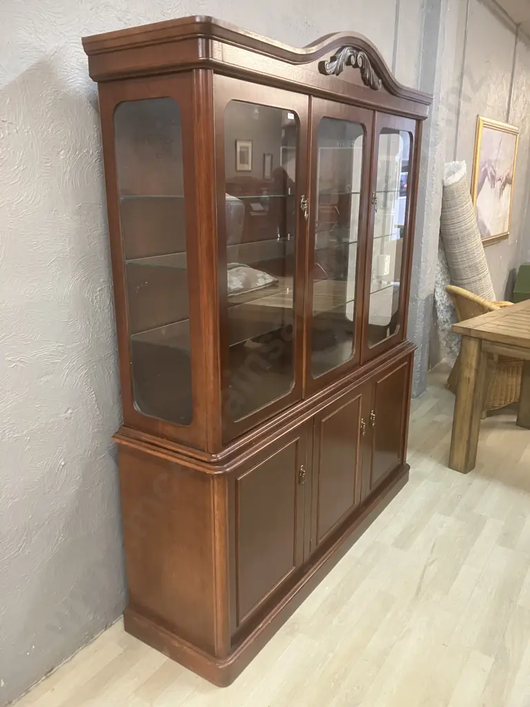 Mahogany 5 Door Display Cabinet with 3 Adjustable Glass Shelves . H189 W154 D42cm. 2 Piece Image 1++