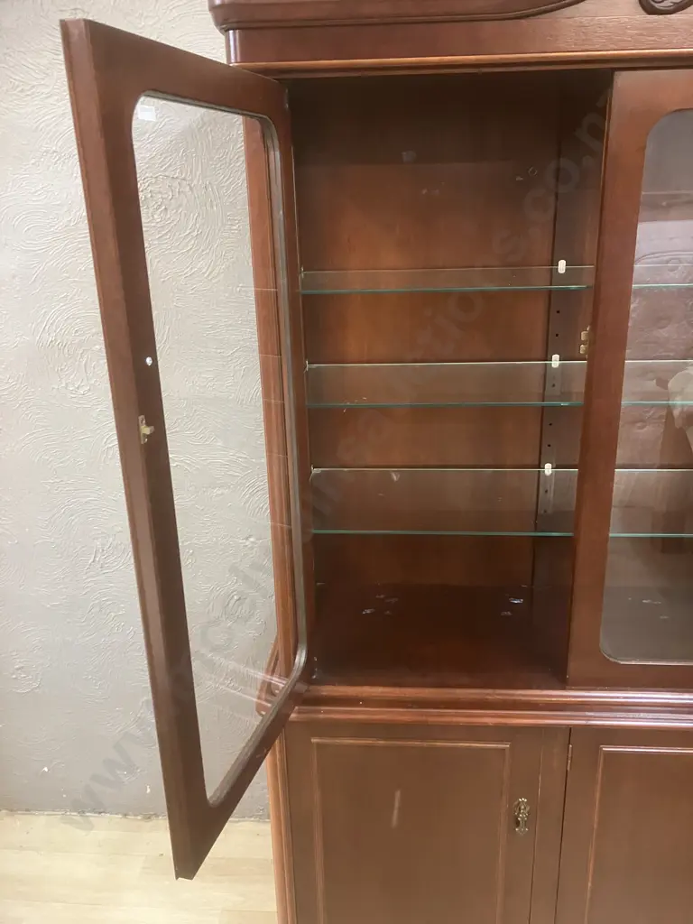 Mahogany 5 Door Display Cabinet with 3 Adjustable Glass Shelves . H189 W154 D42cm. 2 Piece Image 1++