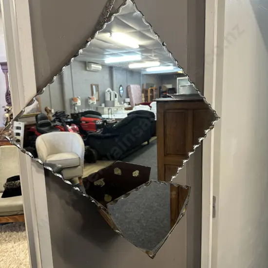 Vintage Mirrored Vanity Box With Scalloped Edges H60,W58cm.