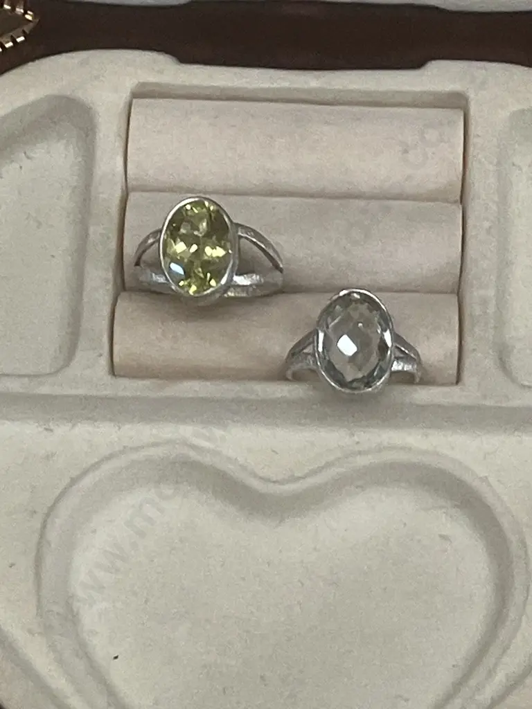 Pair of Sterling Silver Dress Rings Stamped 925 Image 1++