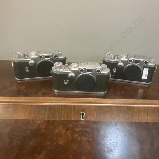 Leotax Model F (Japanese Leica IIIf Copy) #551878 #553466 #556404 Showa Optical Works, Ltd. Circa Mid 1950s Japan