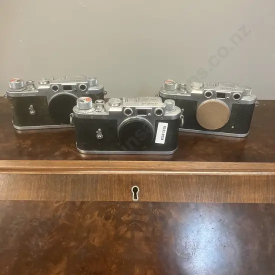 Leotax Model F (Japanese Leica IIIf Copy) #61125 #60605 #56378 Showa Optical Works, Ltd. Circa Mid 1950s Japan