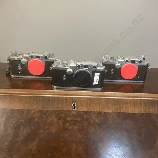 Leotax Model F (Japanese Leica IIIf Copy) #554186 #545509 #550878 Showa Optical Works, Ltd. Circa Mid 1950s Japan