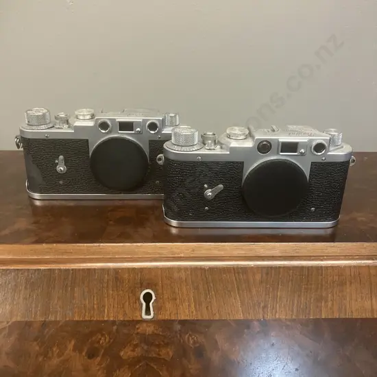 Leotax Model K (Japanese Leica Copy) Camera's #27908 & #27030 1955 Japan (One AF)