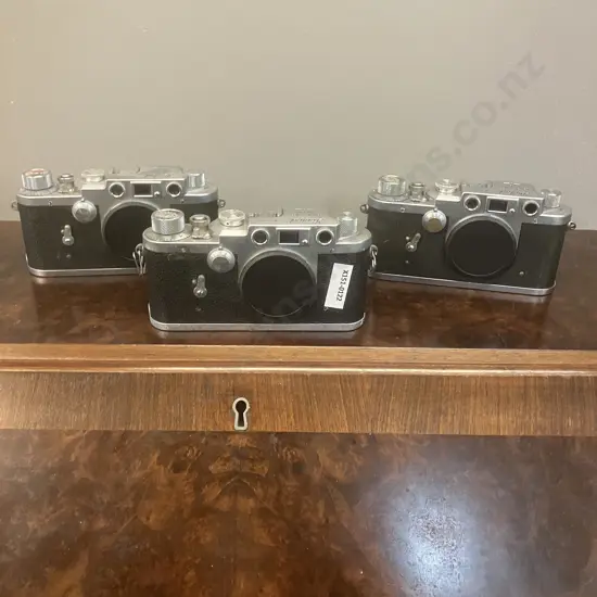 Leotax Model F (Japanese Leica IIIf Copy) #252953 #258693 #250182 Leotax Camera Co. Ltd. Circa Mid 1950s Japan