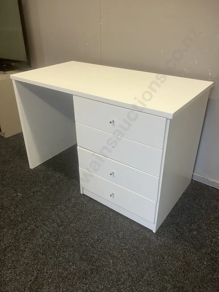 White 4 Drawer Desk. H76 W116 D60cm Image 1++
