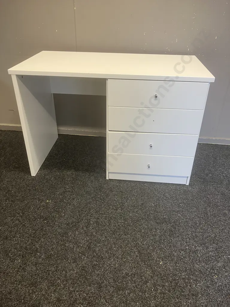 White 4 Drawer Desk. H76 W116 D60cm Image 1++