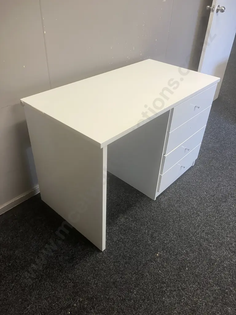 White 4 Drawer Desk. H76 W116 D60cm Image 1++