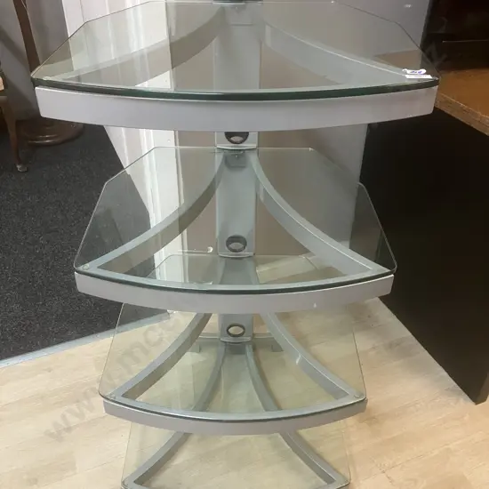 OmniMount Stellar Series 4-Shelf Audio / Component Tower - Grey With 10mm Clear Glass Shelves. H101 D52 W55.5cm