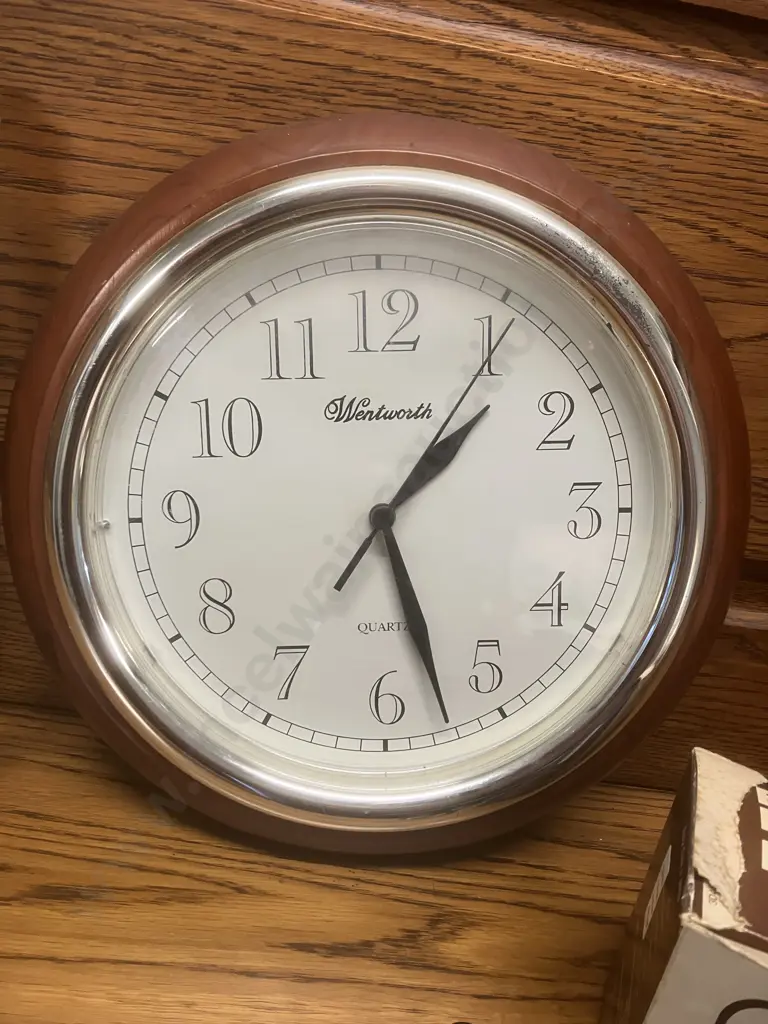 Wentworth Quartz Wall Clock 29cm Wood Frame, Lexington Quartz Wall Clock, Interquartz LED Alarm Clock Image 1++